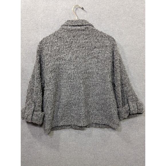 Focus Casual Life Cardigan Womens Large Chunky Sweater Button Fuzzy Wool Gray - Picture 8 of 14